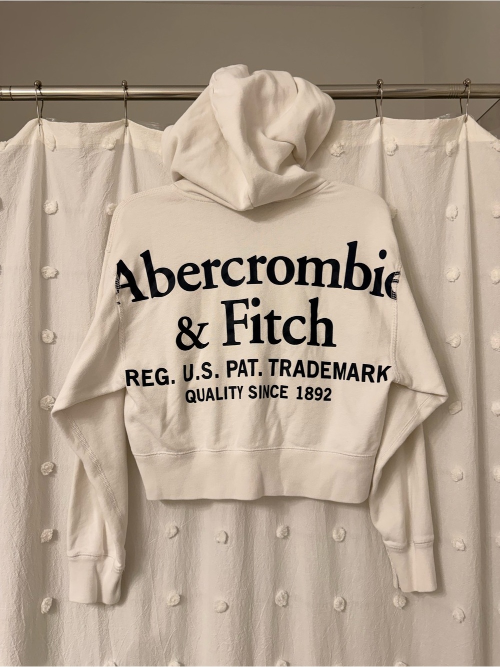Abercrombie & Fitch Cream Full-Zip Hooded Sweatshirt - Picture 2 of 4